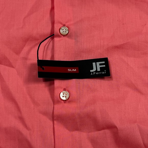 J Ferrar Slim Fit Mens Button Up Long Sleeve Dress Shirt & Tie Medium New Pink - Picture 4 of 14